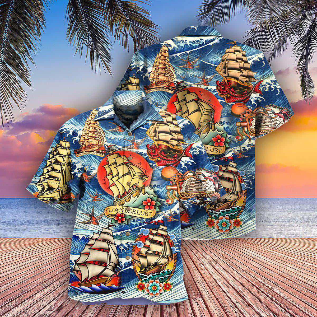 Sailing Lets Go Somewhere Stars Kiss The Ocean - Hawaiian Shirt - Reefox