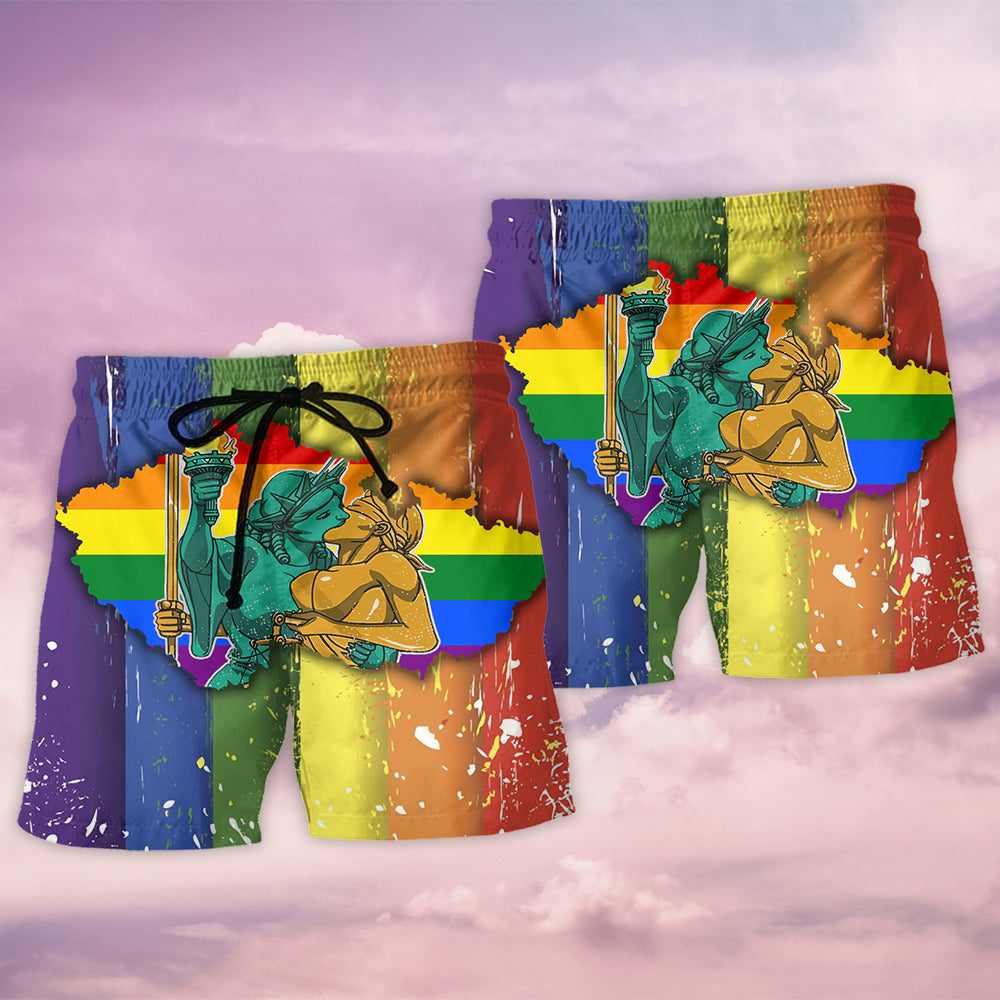 LGBT Liberty And Justice For All Cool - Beach Short Reefox - Owls Matrix LTD