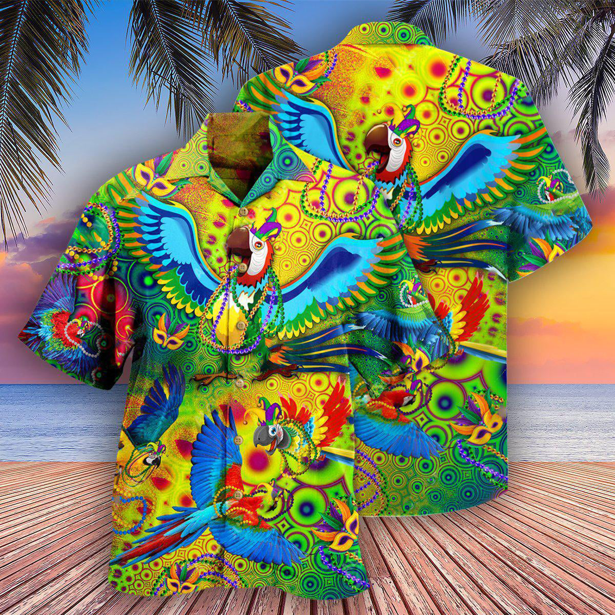 Parrot Mardi Gras - Hawaiian Shirt - Reefox