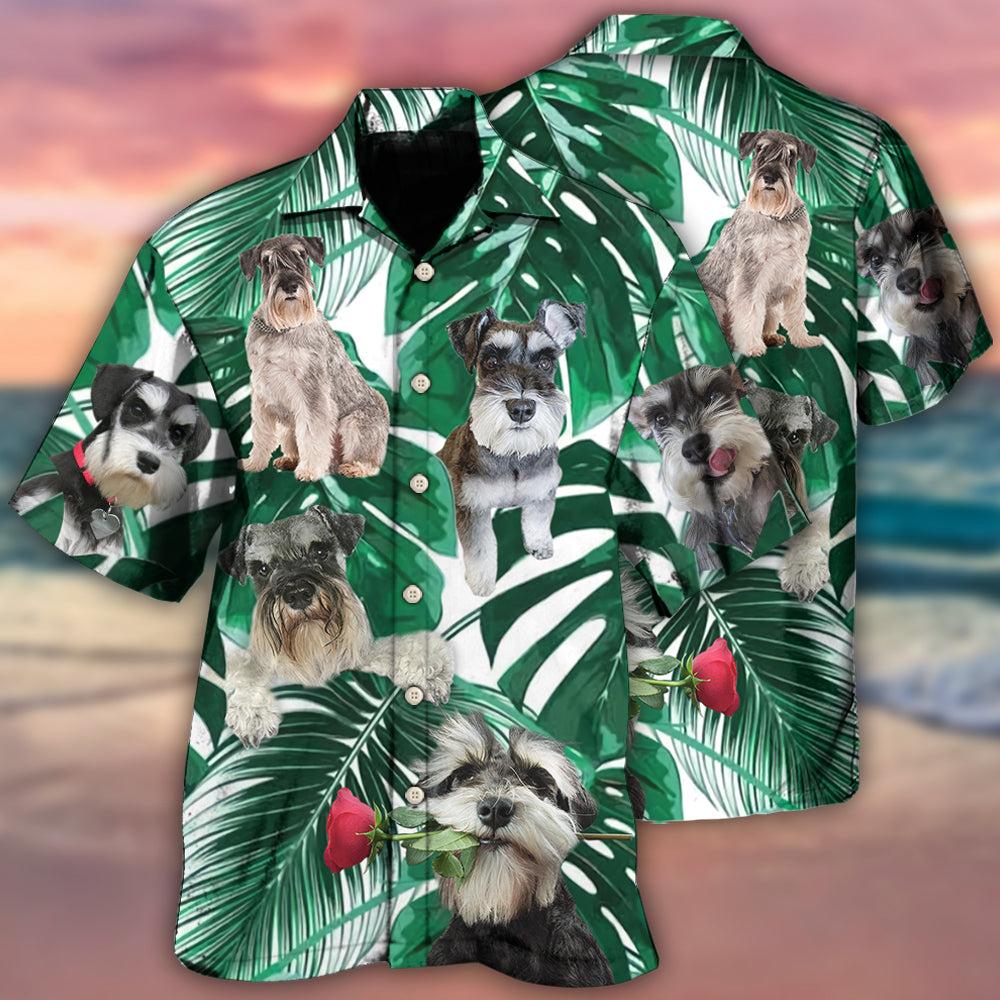 Schnauzer Miniature Tropical Leaf - Hawaiian Shirt - Reefox