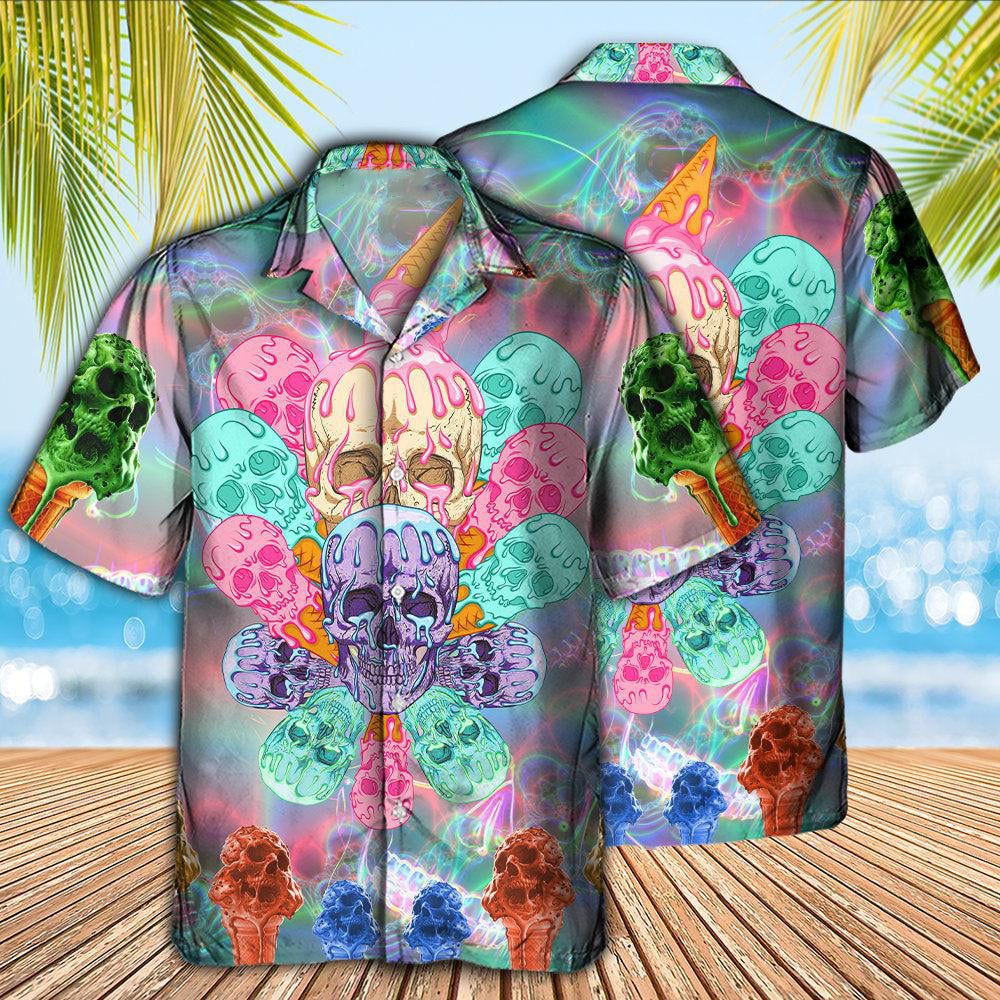 Skull Ice Cream Cooling - Hawaiian Shirt - Reefox