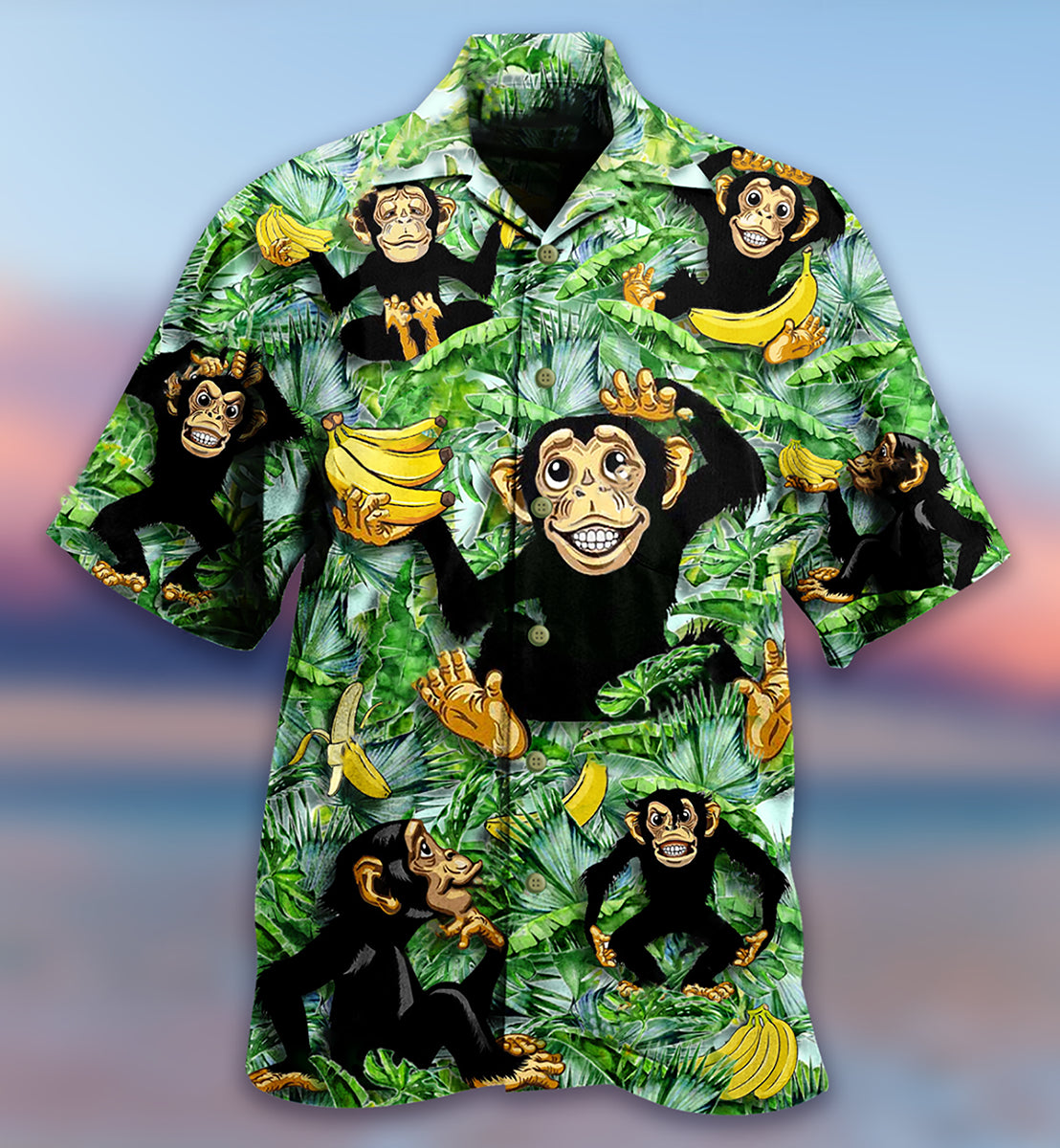 Monkey Loves Banana With Tree - Hawaiian Shirt - Reefox