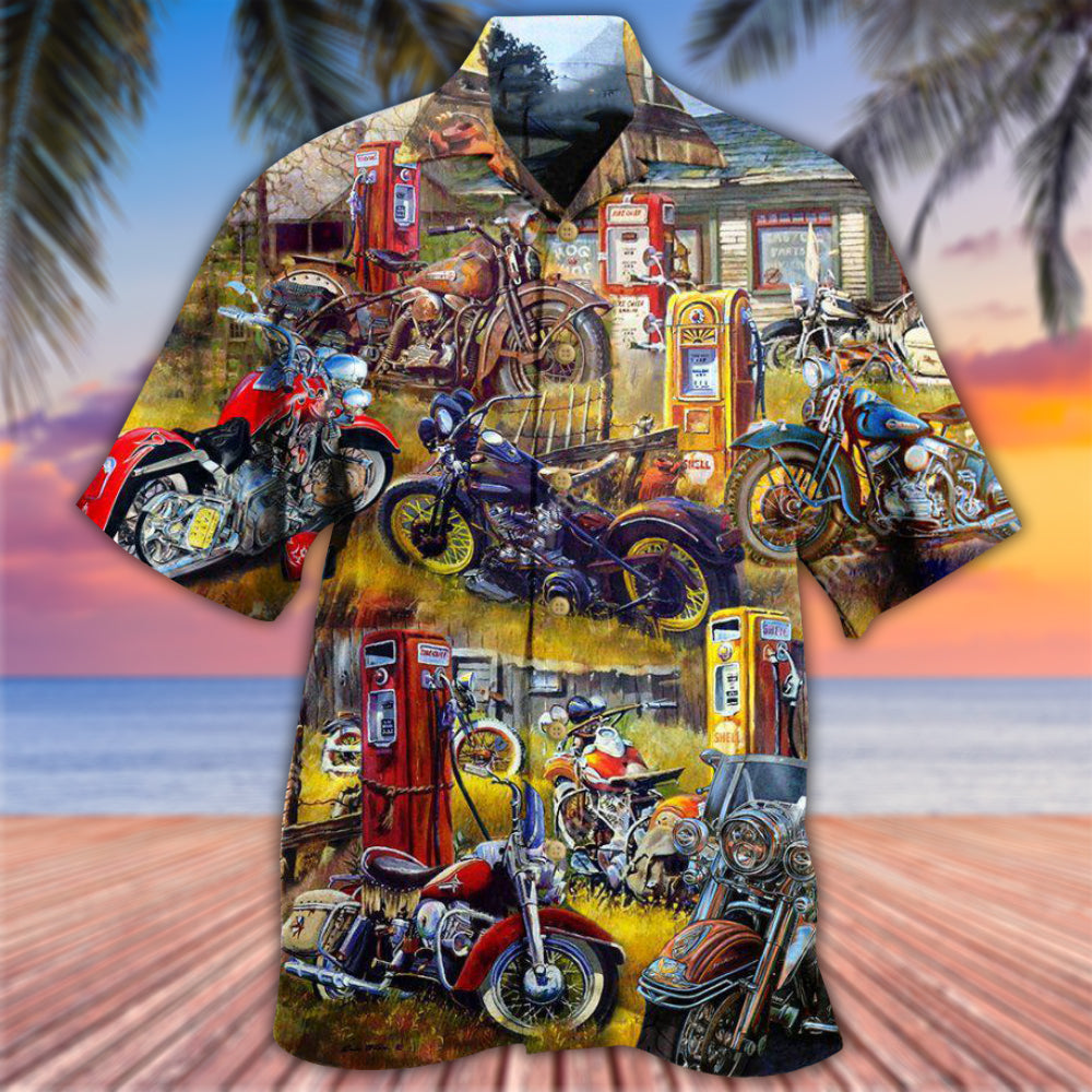 Motorcycle In The Field In The Sunset - Hawaiian Shirt - Reefox