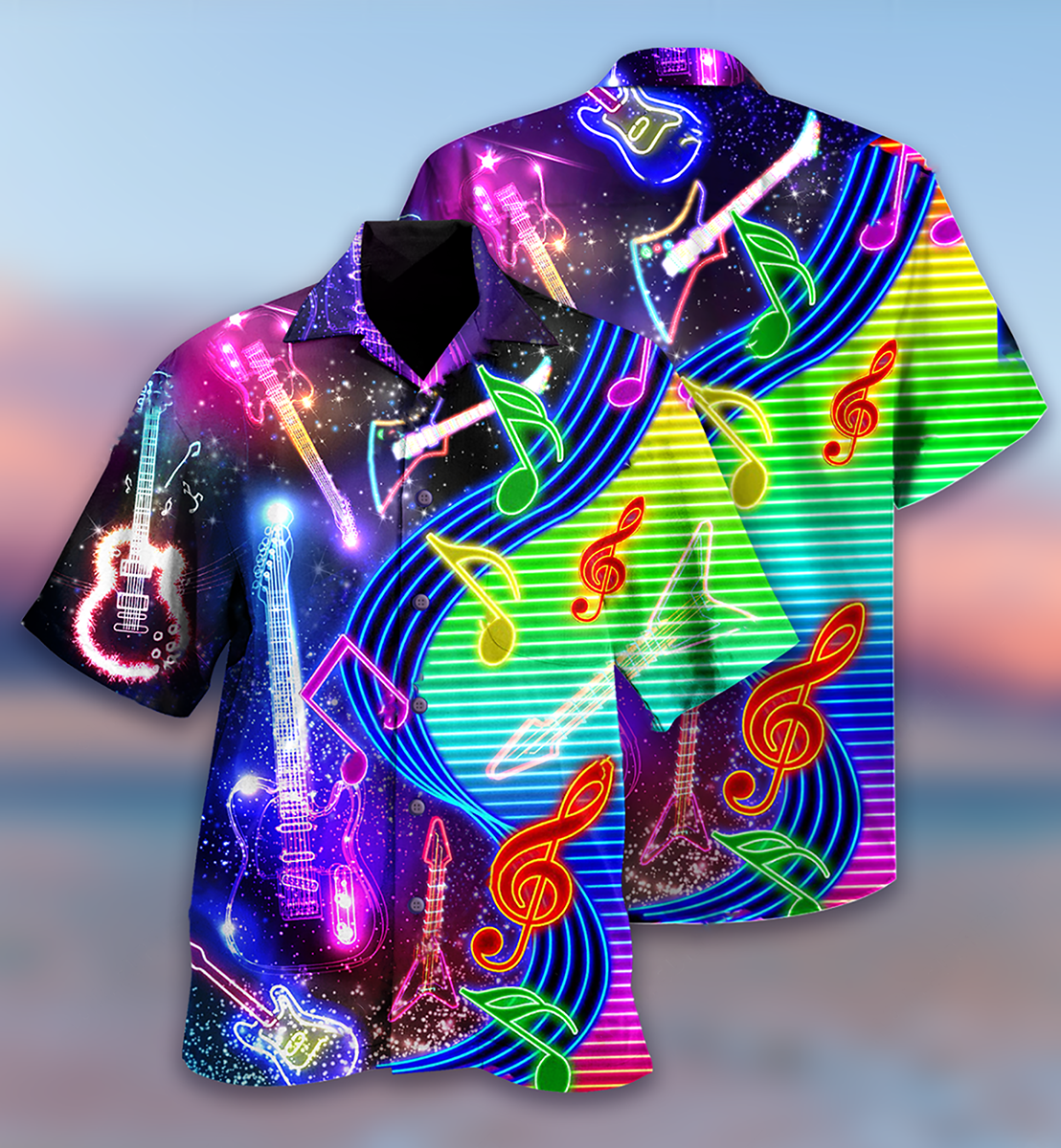Guitar Love Light Neon - Hawaiian Shirt - Reefox