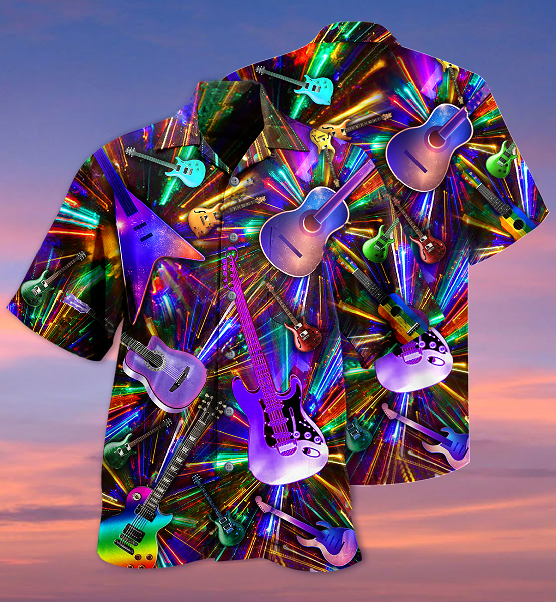 Guitar Love Neon Color - Hawaiian Shirt - Reefox