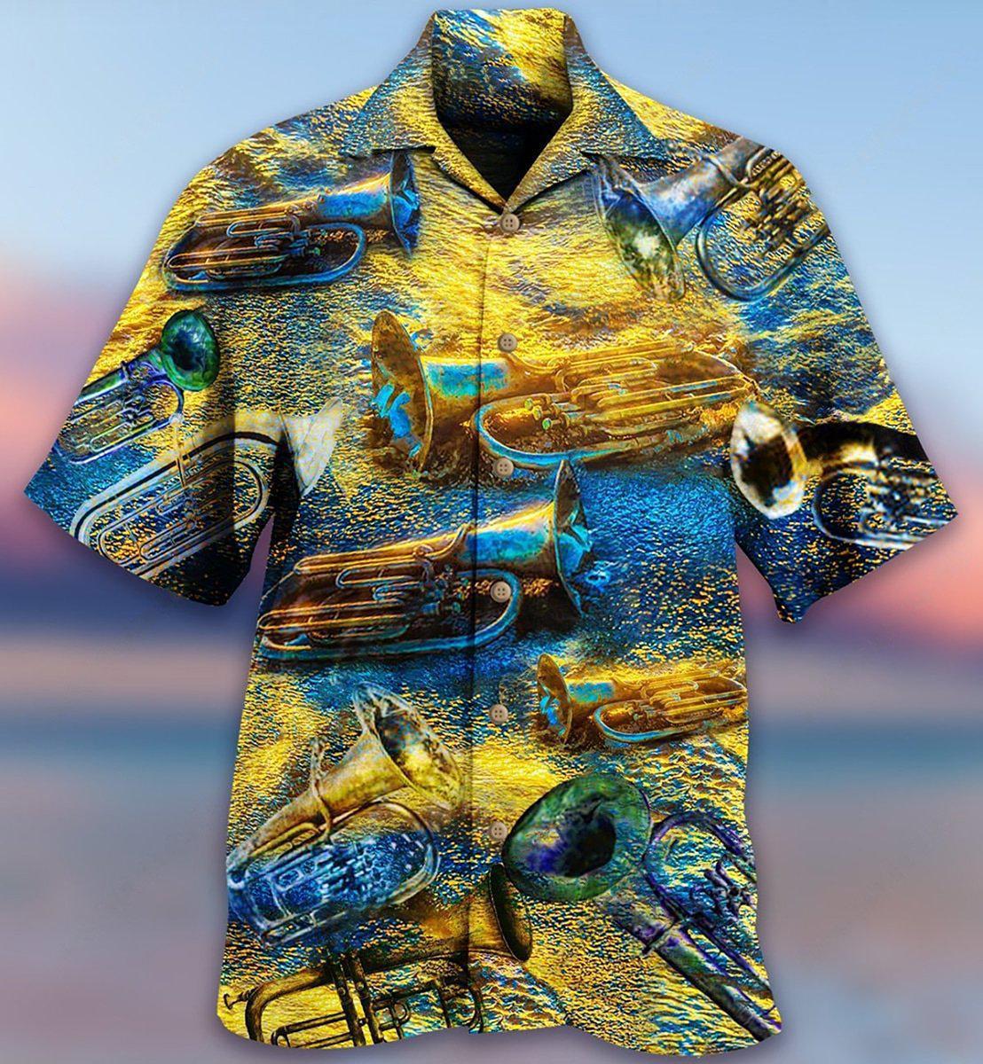 Saxophone Music Love Peace Life Yellow - Hawaiian Shirt - Reefox