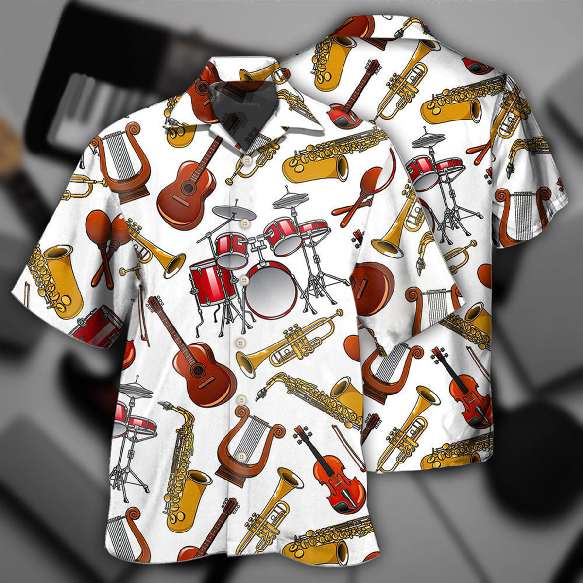Music Instruments White Style - Hawaiian Shirt - Reefox