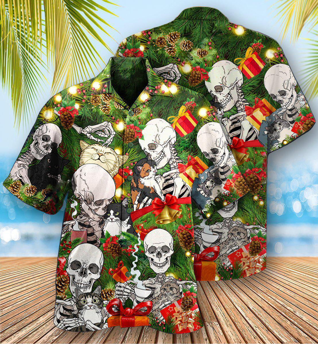 Skull My Cat And I Talk Sht About You - Hawaiian Shirt - Reefox