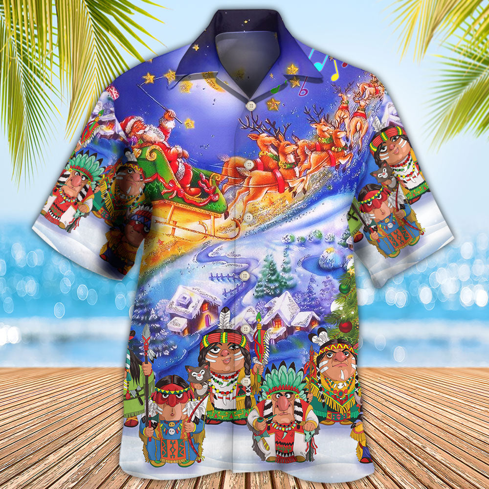 Native Funny Christmas Night - Hawaiian Shirt - Reefox