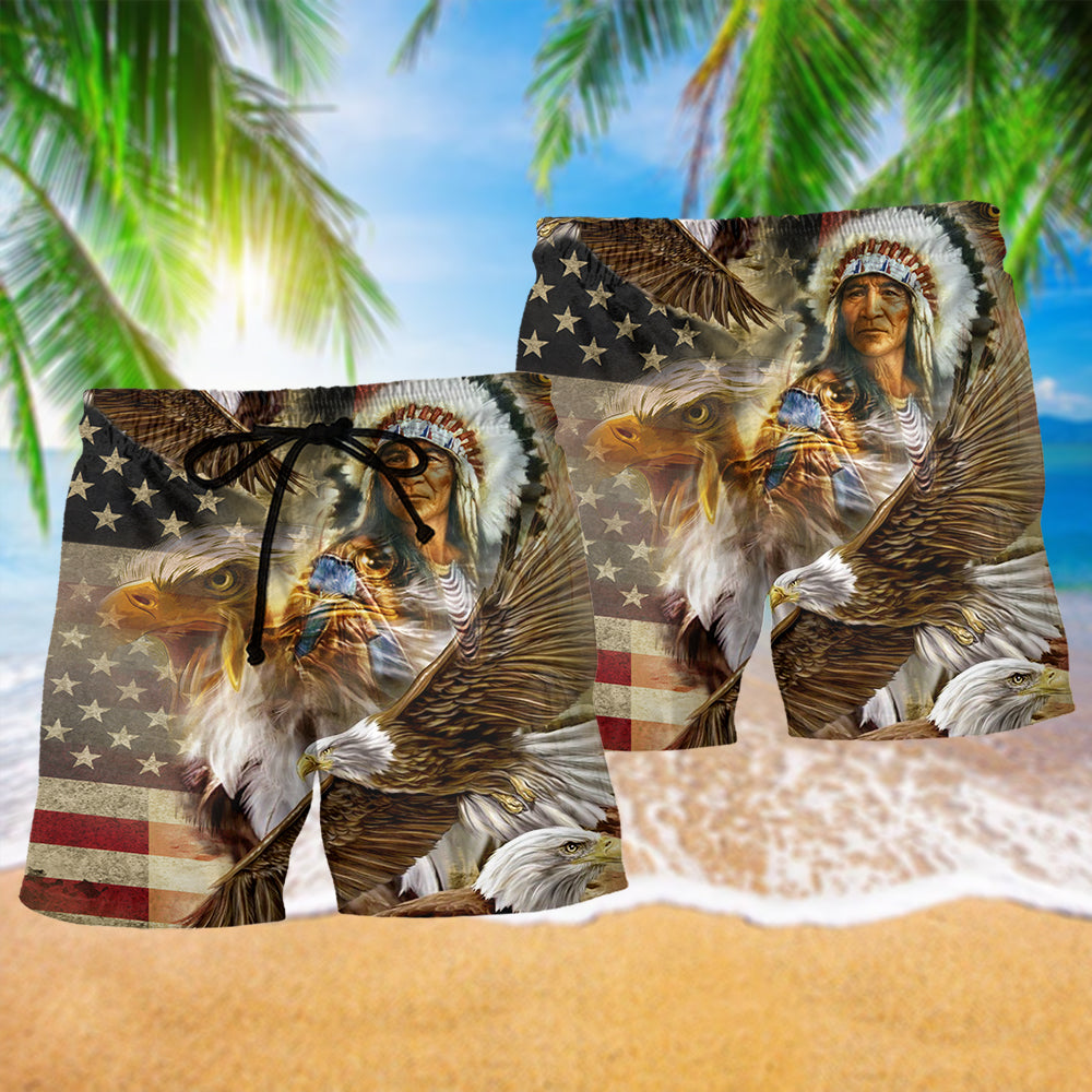 Native American Proud Eagle - Beach Short Reefox - Owls Matrix LTD