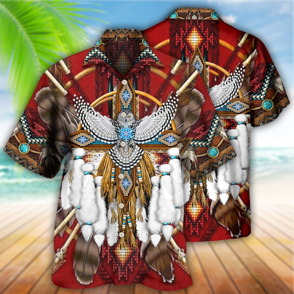 Native Dreamcatcher Sunset Red - Hawaiian Shirt - Reefox