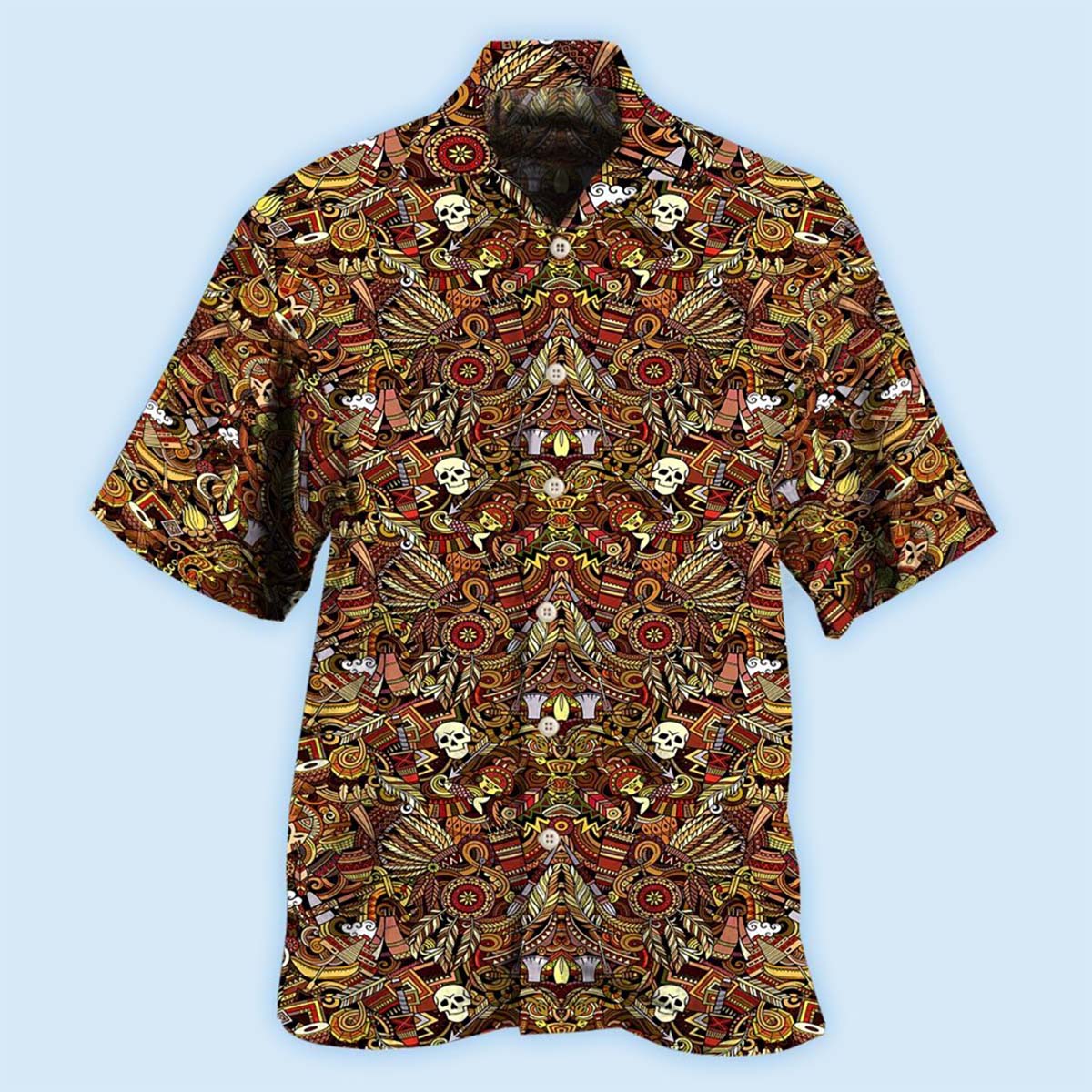 Native Skull Pattern Cool - Hawaiian Shirt - Reefox
