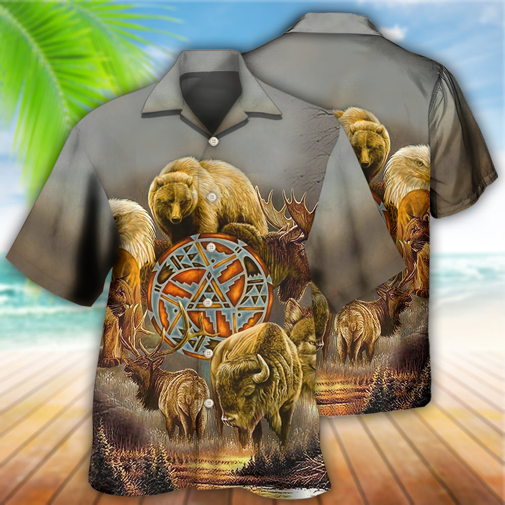 Native Style Love Peace Cool Animals - Hawaiian Shirt - Reefox