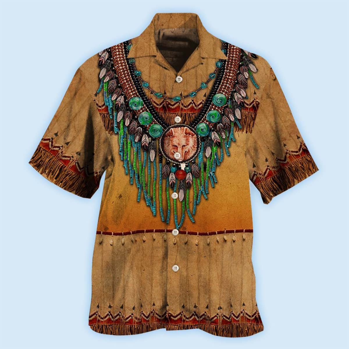 Native Style Love Peace Brown - Hawaiian Shirt - Reefox