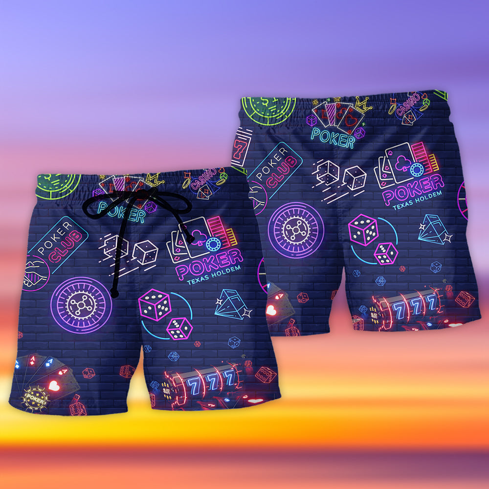 Poker Neon It's Poker Time - Beach Short Reefox - Owls Matrix LTD