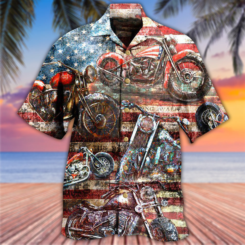 Motorcycle No Plans No Maps America - Hawaiian Shirt - Reefox