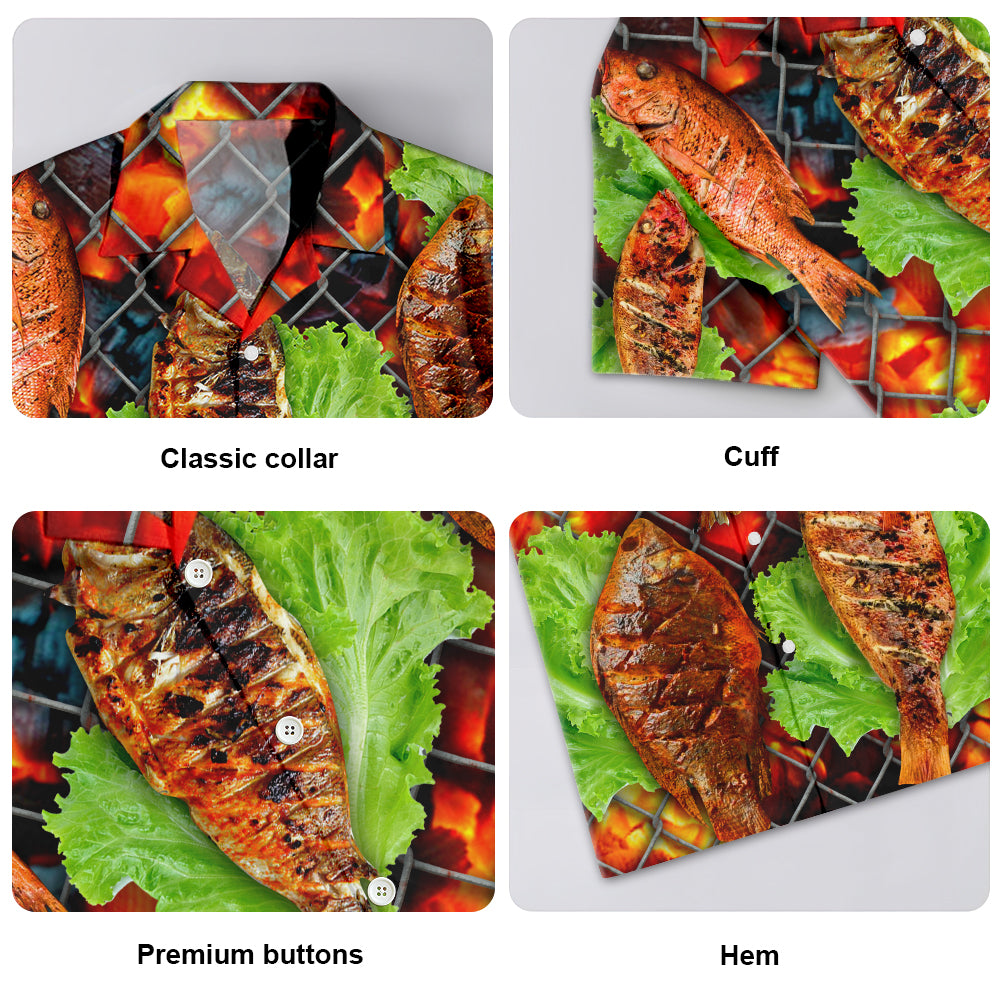 Food Delicious Grilled Fish BBQ Style - Hawaiian Shirt