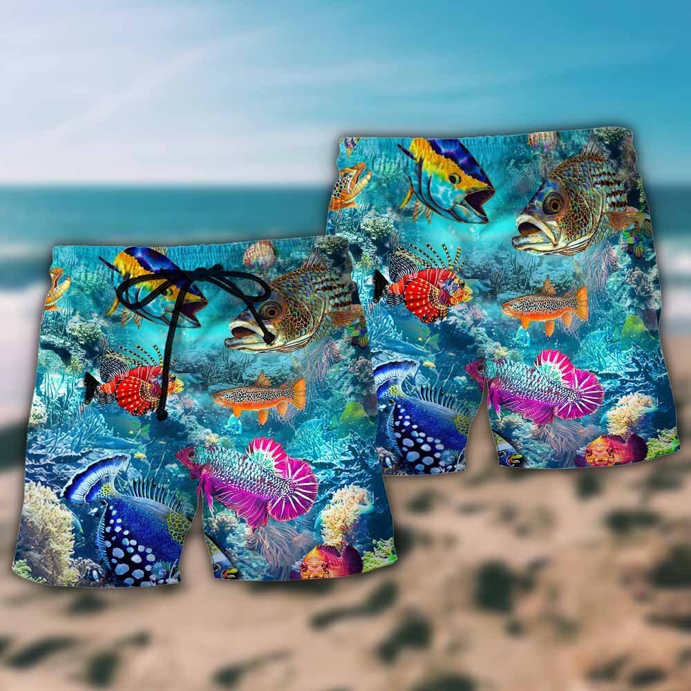 Ocean The Treasure Under The Waves - Beach Short Reefox - Owls Matrix LTD