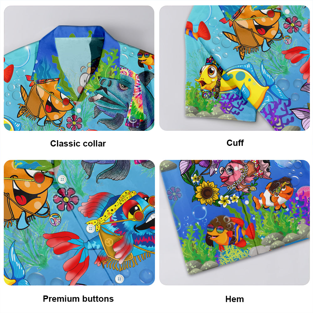 Fish Ocean In The Deep Blue Sea Joy To You And Me - Hawaiian Shirt
