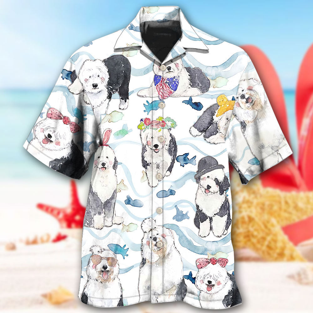 Old English Sheepdog Dog So Cute Art - Hawaiian Shirt - Reefox