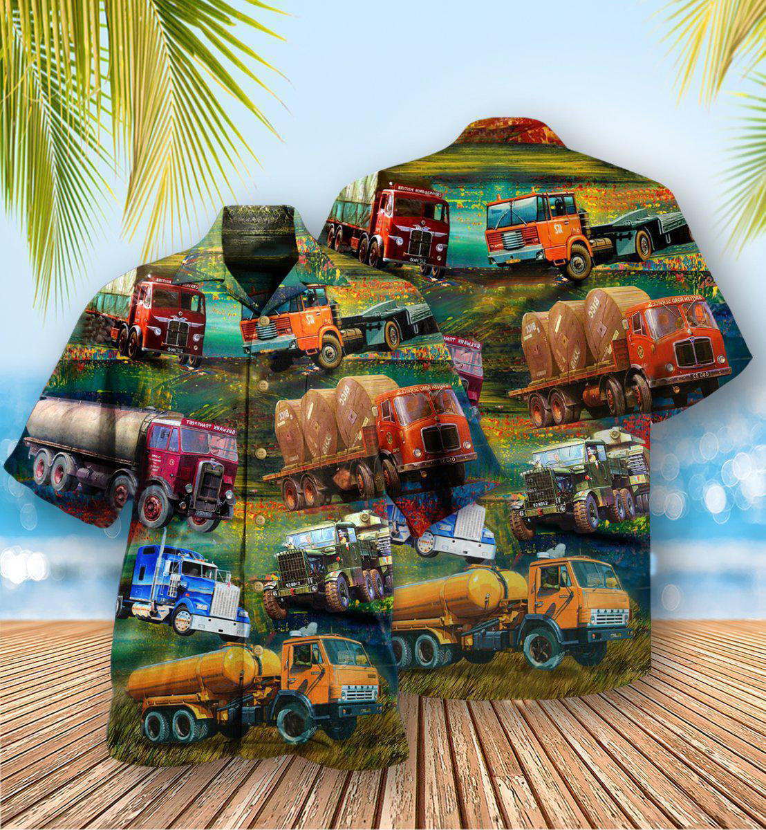 Truck Once A Trucker Always A Trucker In The Fresh Garden - Hawaiian Shirt - Reefox