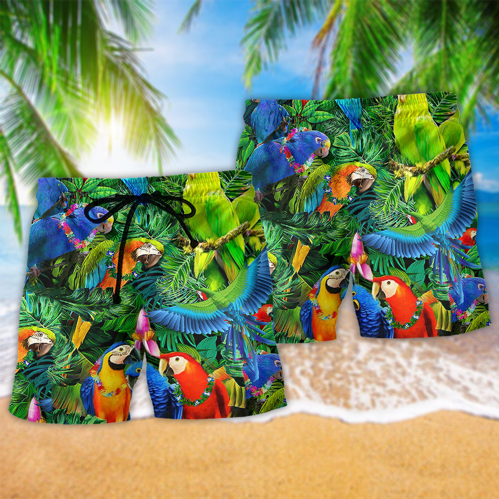 Parrot Couple Love Happiness - Beach Short Reefox - Owls Matrix LTD