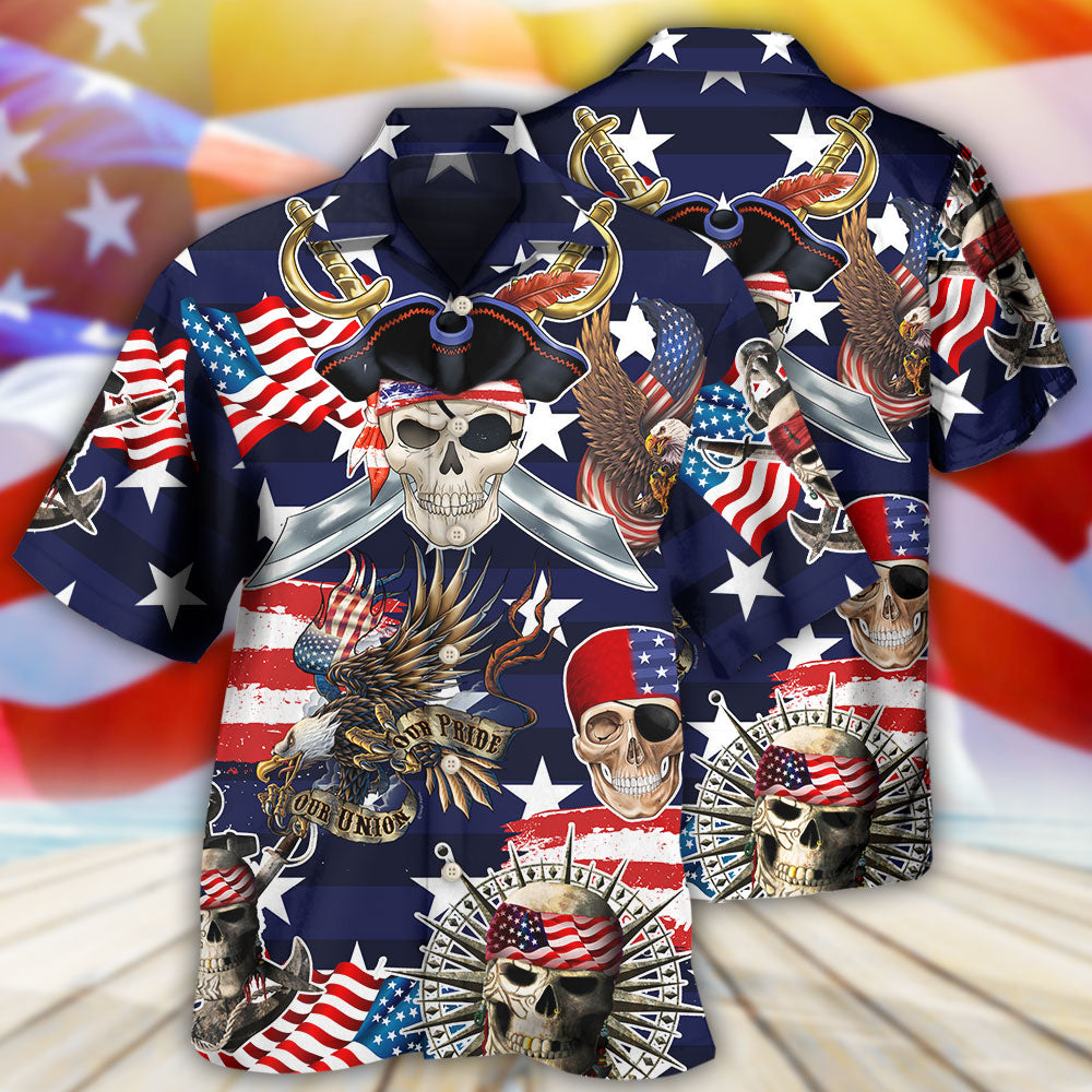 Pirate Skeleton America Independence Day - Hawaiian Shirt - Reefox