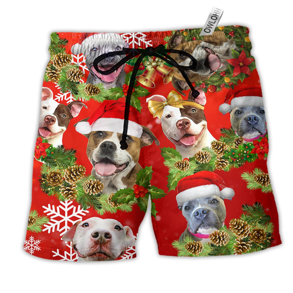 Beach Short / Adults / S Pitbull Dogs Christmas Pitbulls Are Family - Beach Short Reefox - Owls Matrix LTD