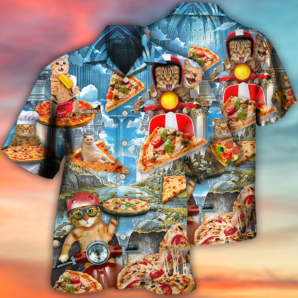Cat Pizza Cat Funny Style - Hawaiian Shirt - Reefox