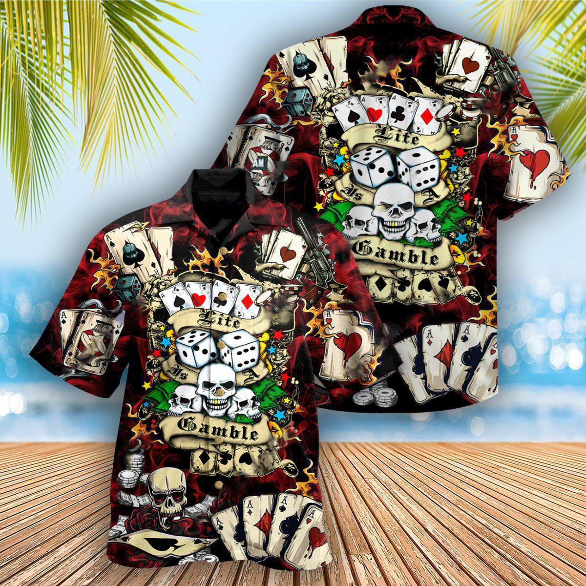 Poker Gambling Poker Take The Risk Or Lose The Chance - Hawaiian Shirt - Reefox