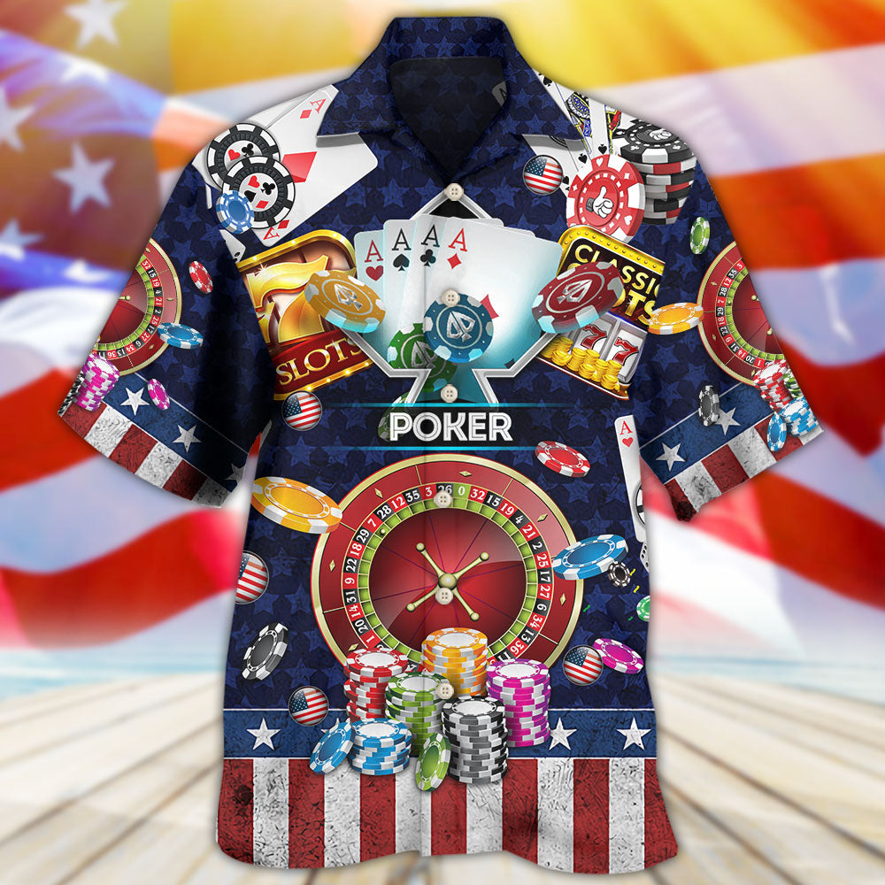 Poker US Flag Independence Day - Hawaiian Shirt - Reefox