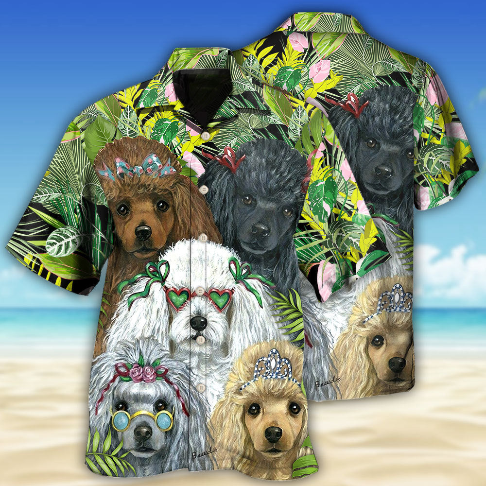Poodle Dog Green Tropical - Hawaiian Shirt - Reefox