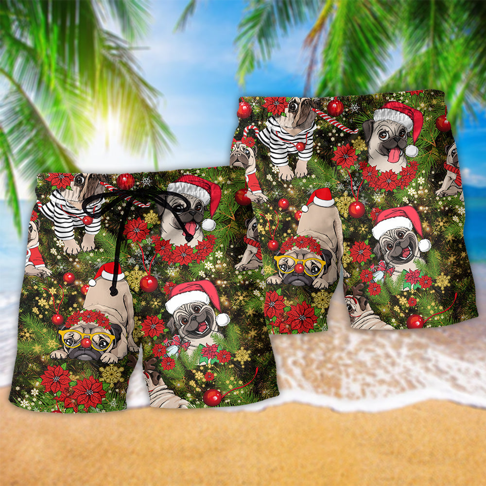 Pug Christmas Have Yourself A Merry Little Pug - Beach Short Reefox - Owls Matrix LTD