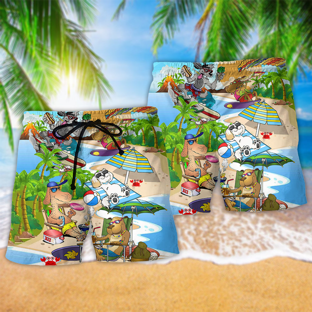 Puppy Funny Love Beaches - Beach Short Reefox - Owls Matrix LTD