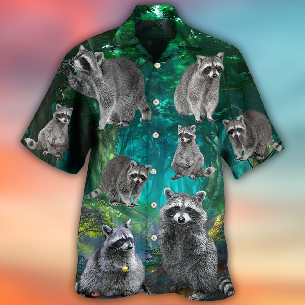 Raccoon Style With Green - Hawaiian Shirt - Reefox