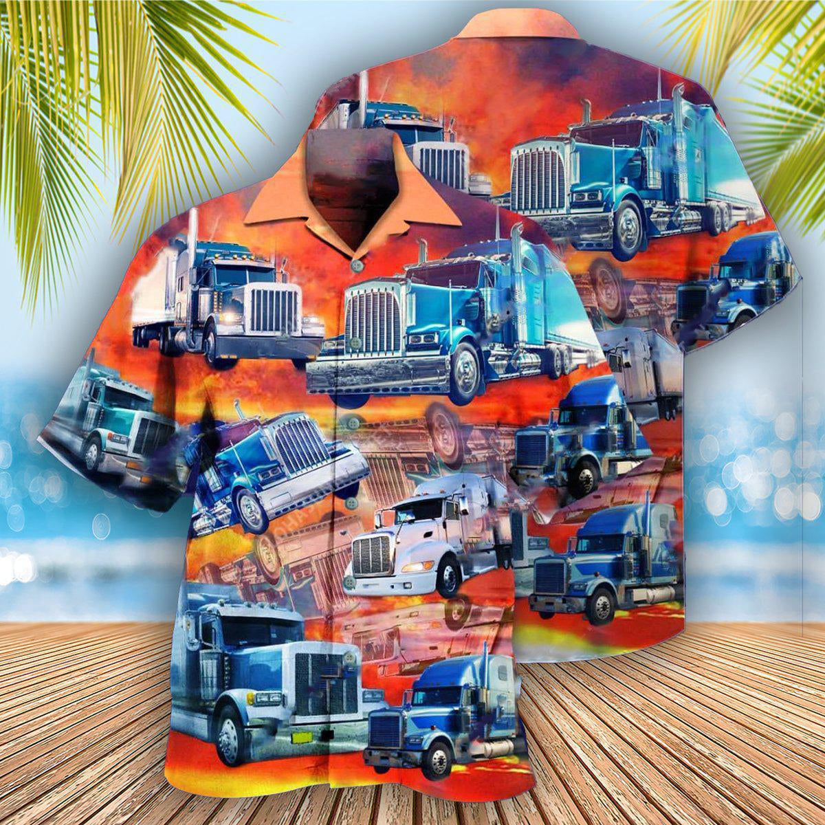 Truck Real Men Drive Big Trucks In The Sunset - Hawaiian Shirt - Reefox