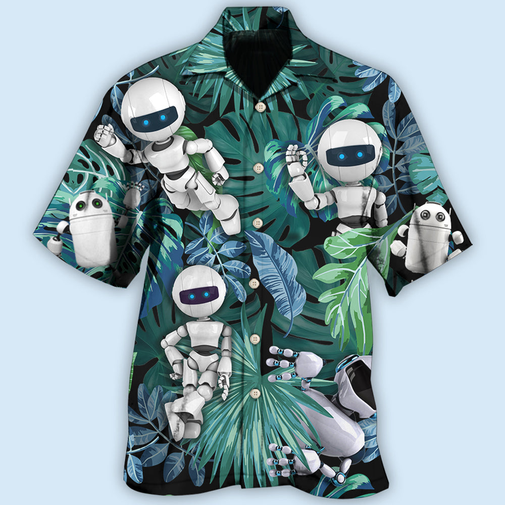 Robot Tropical Leaf So Excited - Hawaiian Shirt - Reefox