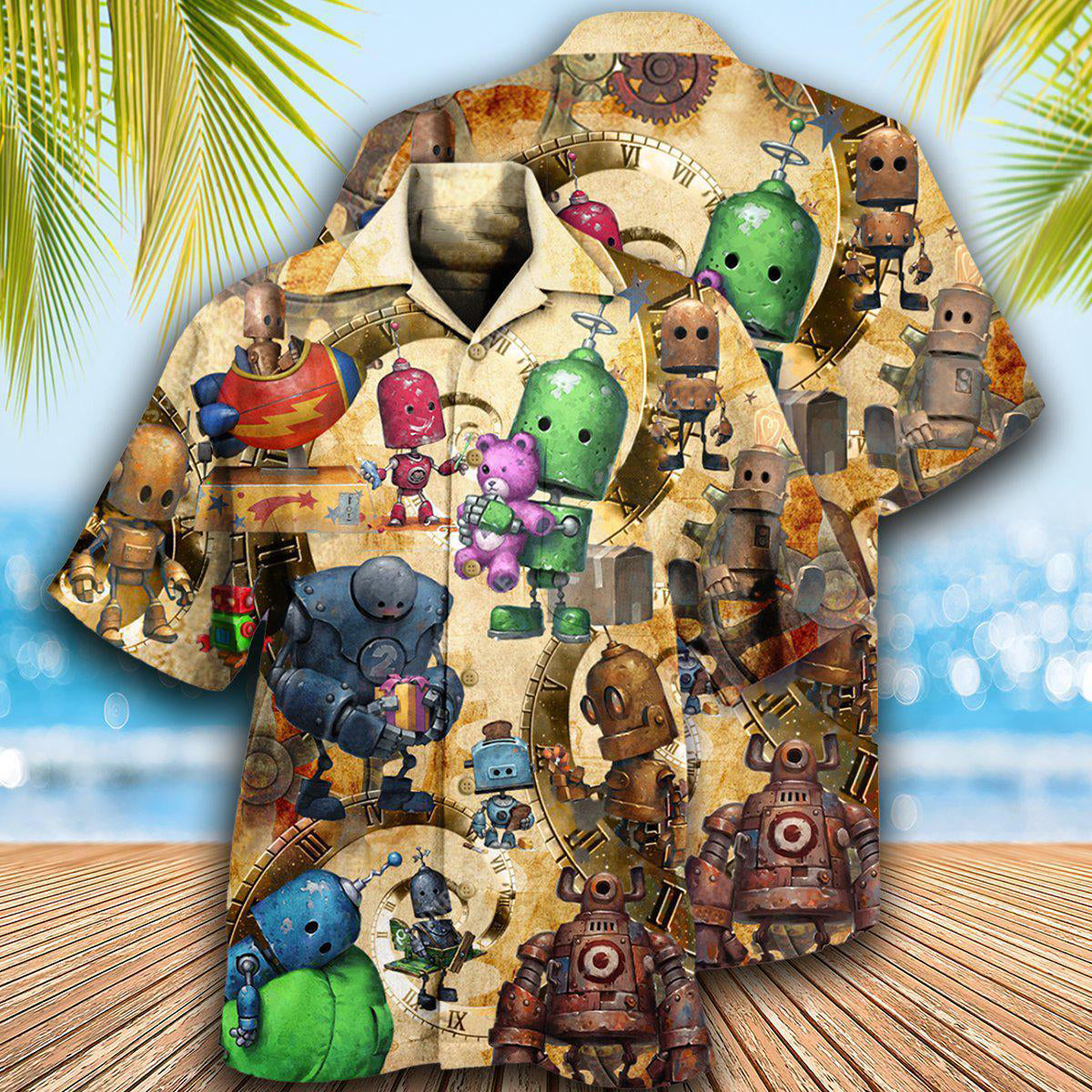 Robot With Solf Hearts - Hawaiian Shirt - Reefox