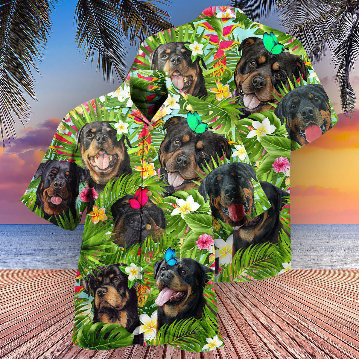 Rottweiler Dog Happy Summer- Hawaiian Shirt - Reefox