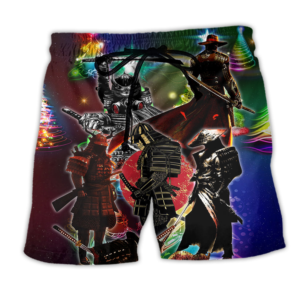 Beach Short / Adults / S Samurai Don't Fear Of Life Samurai Merry Christmas - Beach Short Reefox - Owls Matrix LTD
