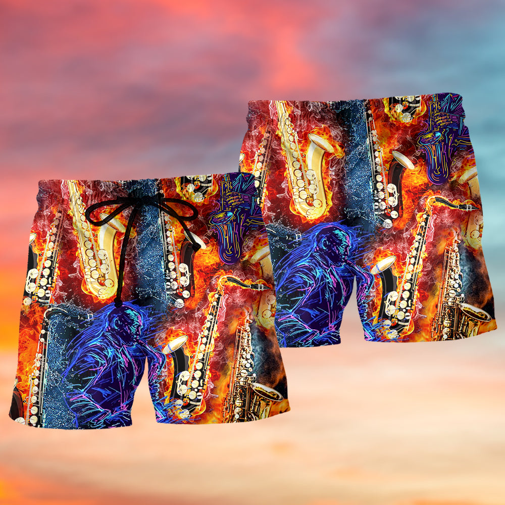 Saxophone Love Life Style - Beach Short Reefox - Owls Matrix LTD