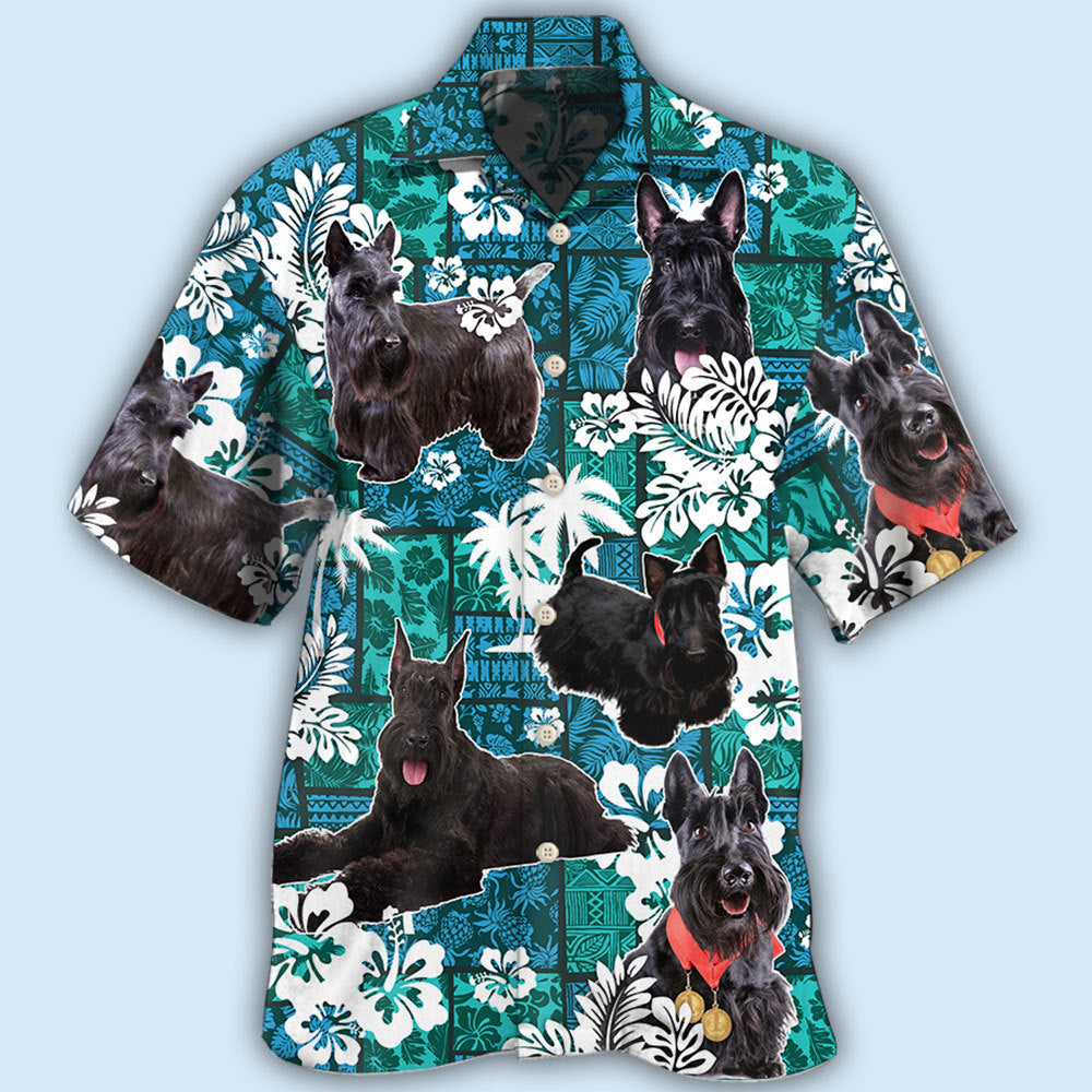 Scottish Terrier Dog Lovely Tribal Tropical Style - Hawaiian Shirt - Reefox