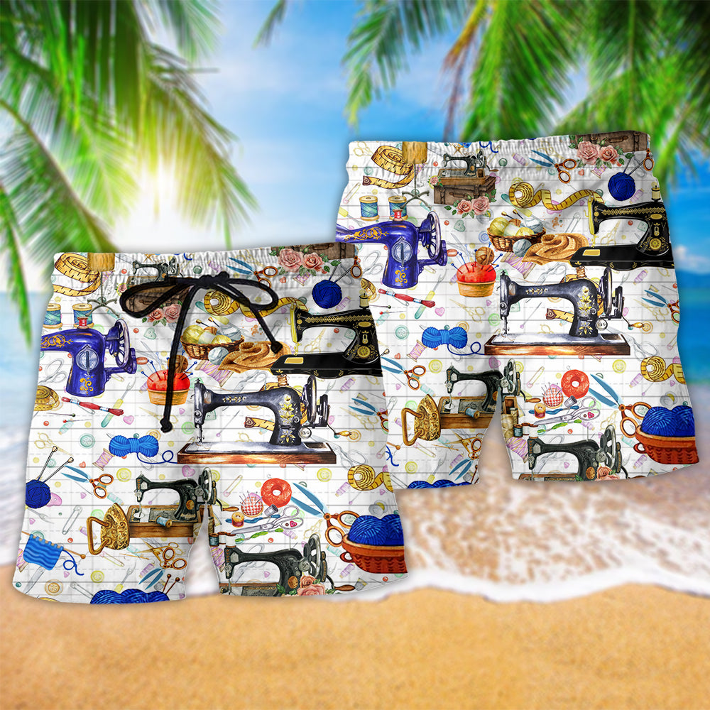 Sewing Fills My Days Floral - Beach Short Reefox - Owls Matrix LTD