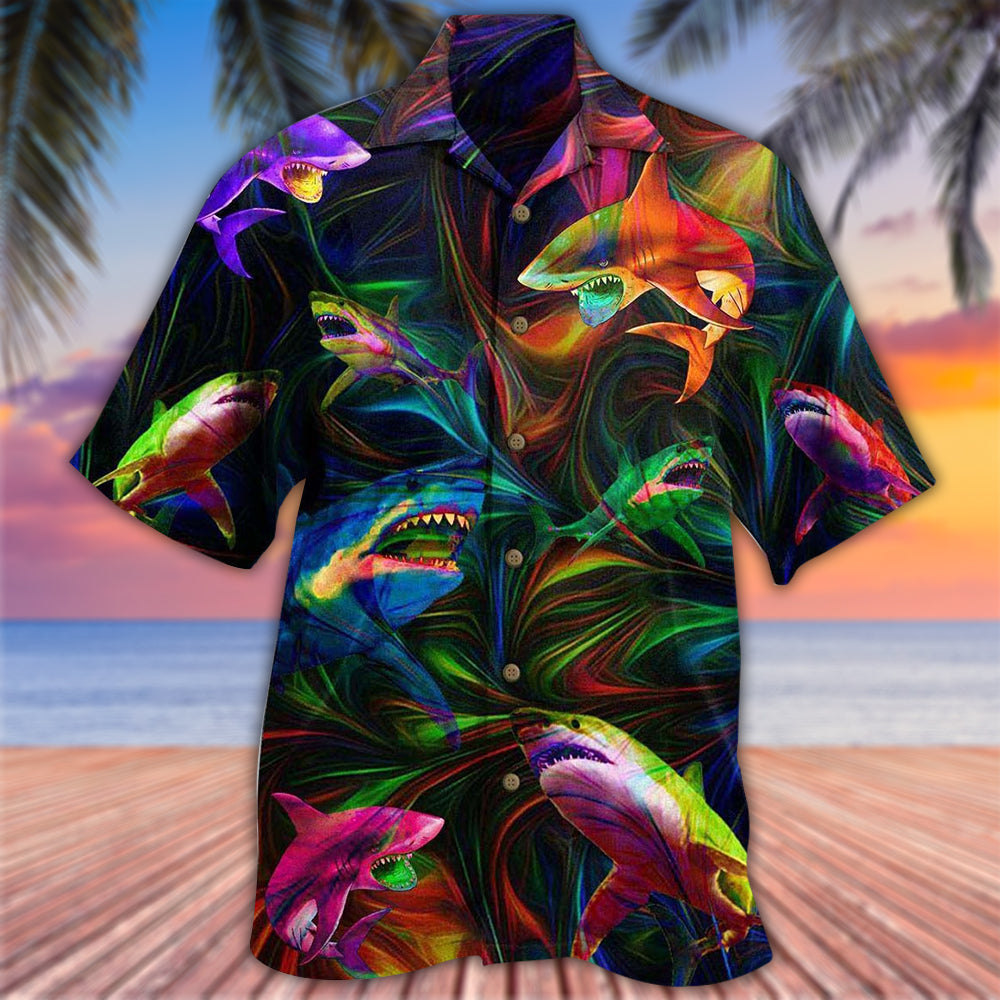 Shark Neon Style Lover - Hawaiian Shirt - Reefox