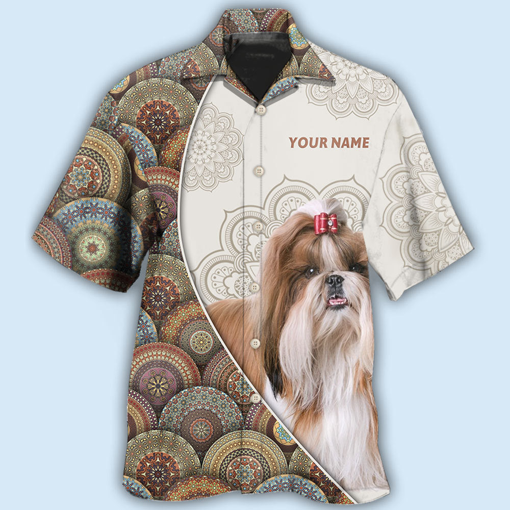 Shih Tzu Mandala Art Pattern Personalized - Hawaiian Shirt - Reefox