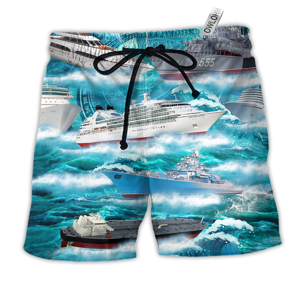 Beach Short / Adults / S Ship Over Sea Style - Beach Short Reefox - Owls Matrix LTD