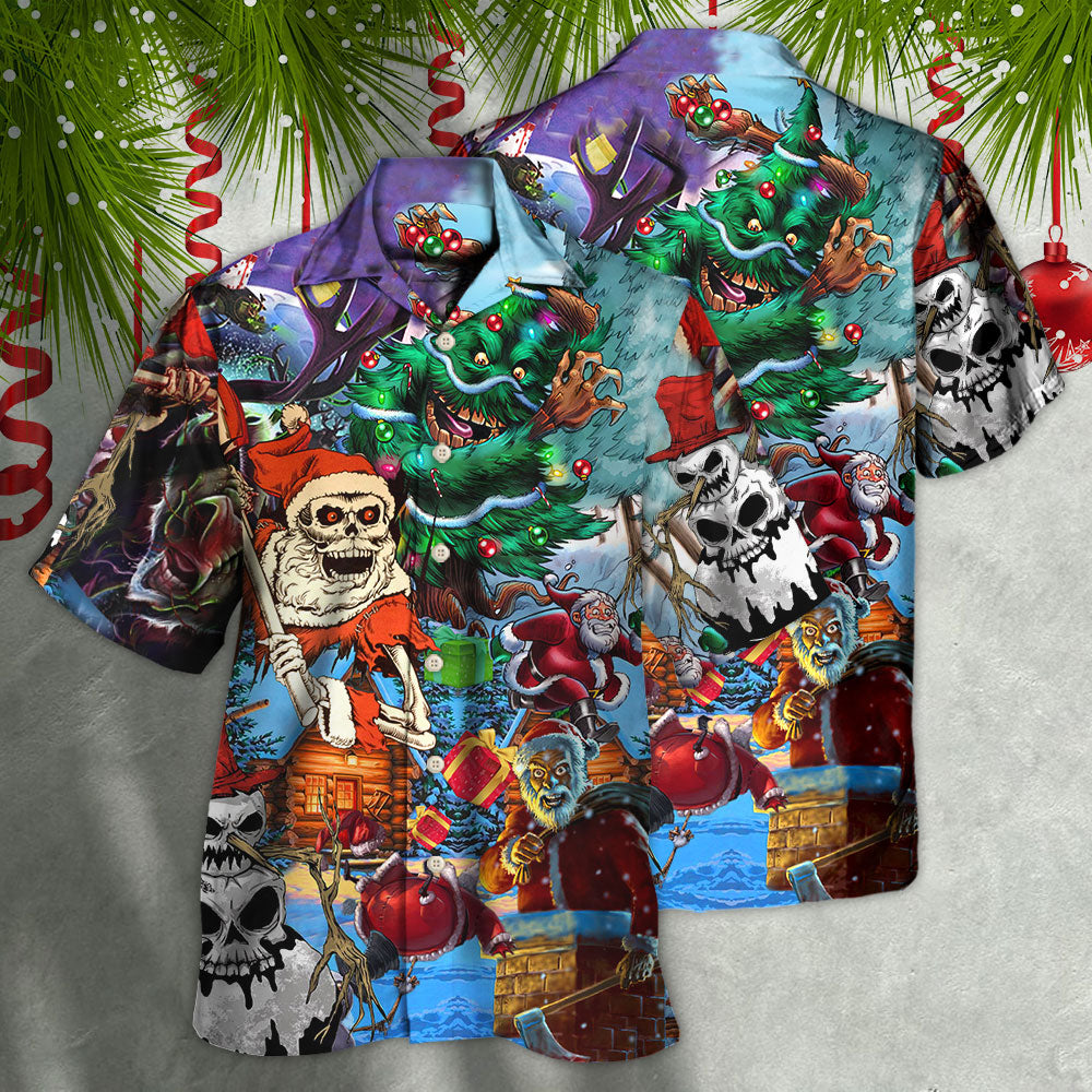 Skull And Christmas Scary Style - Hawaiian Shirt - Reefox