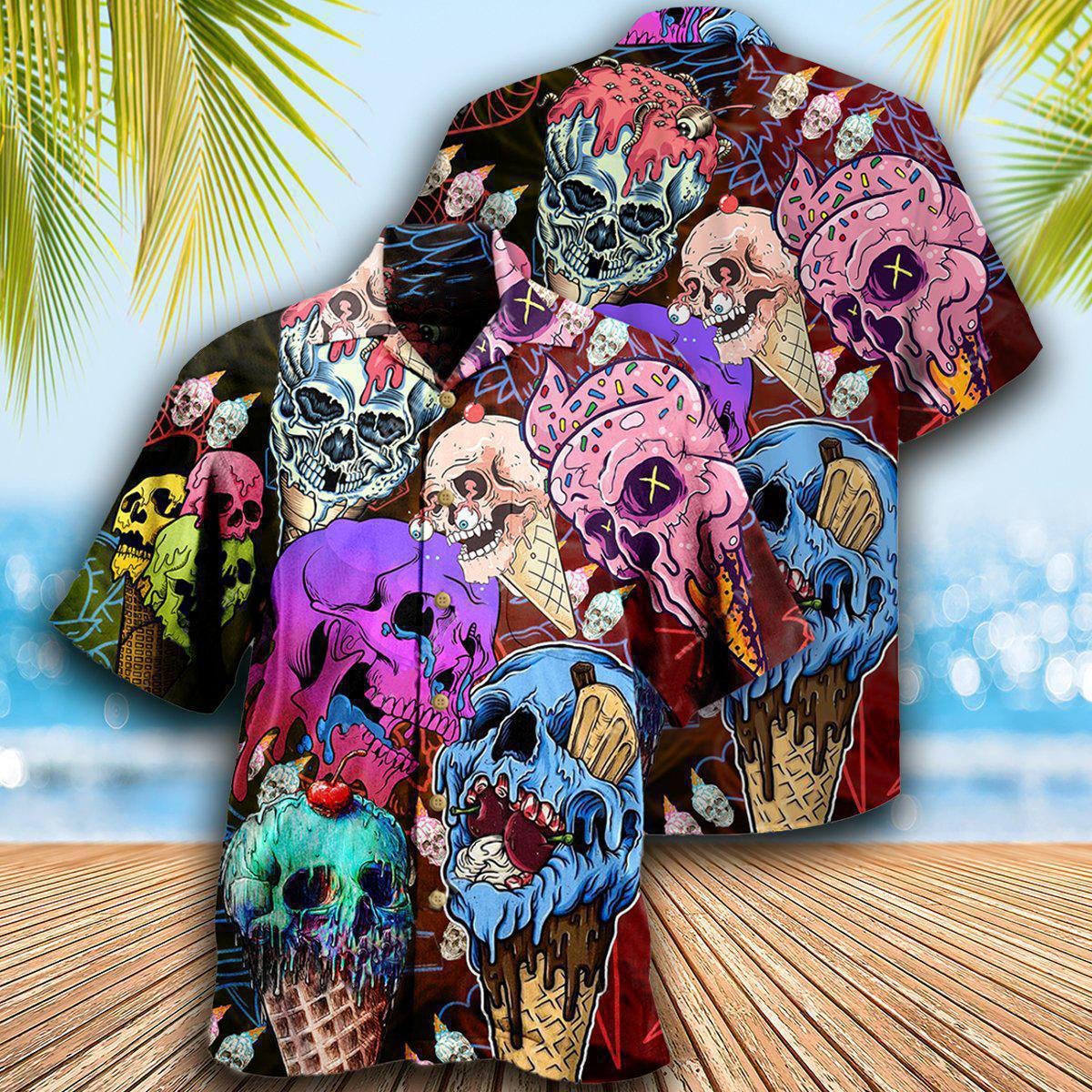 Skull And Ice Cream - Hawaiian Shirt - Reefox