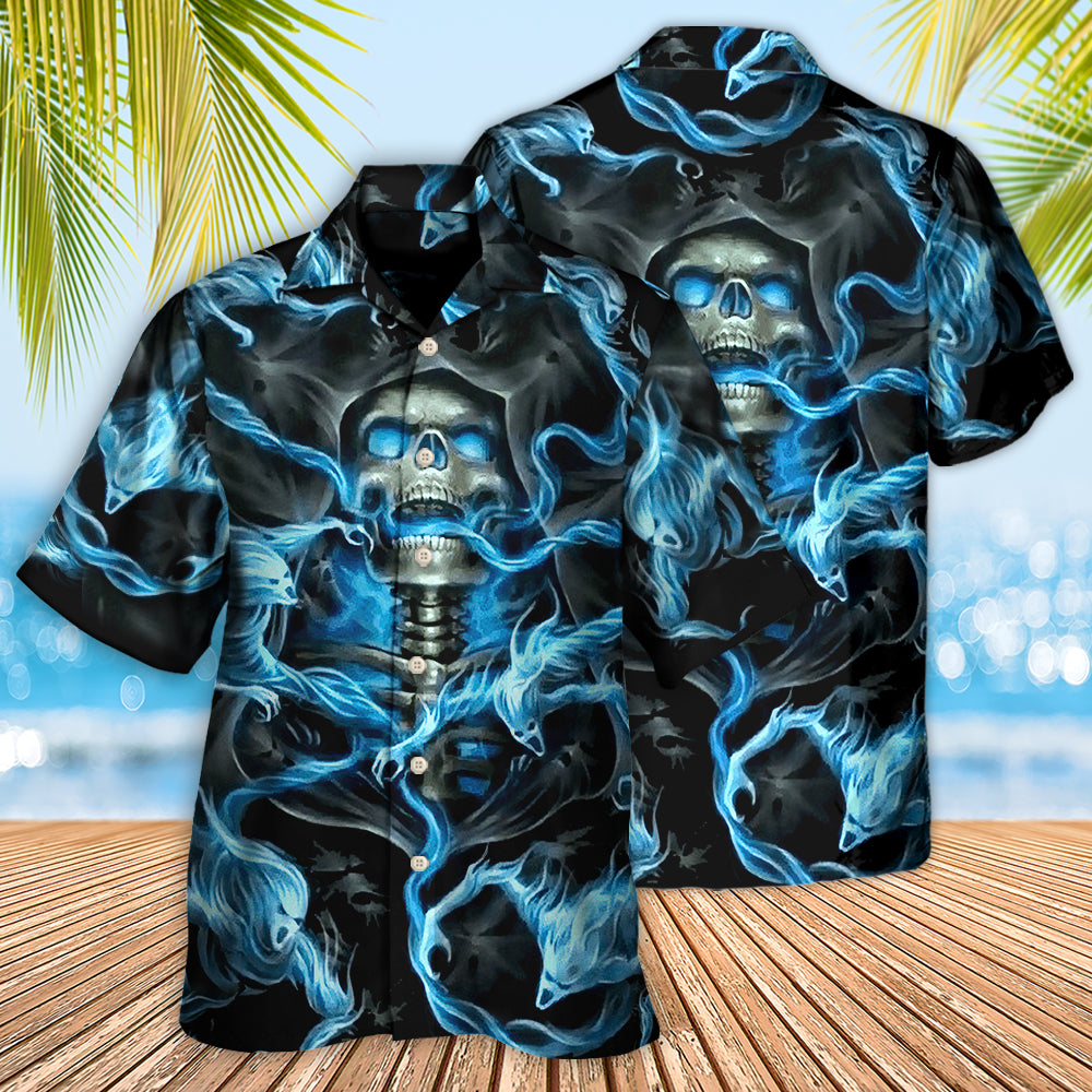 Skull Black Ground - Hawaiian Shirt - Reefox