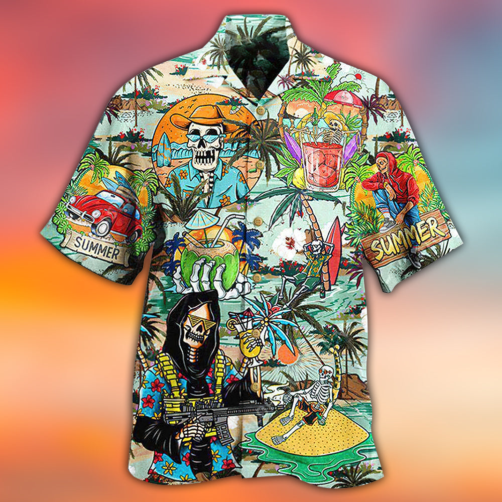 Skull Chill Out Summer Beach - Hawaiian Shirt - Reefox